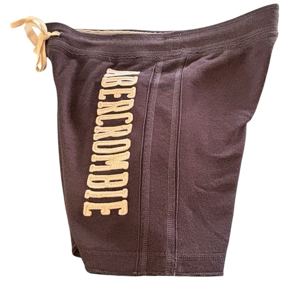 Abercrombie & Fitch Navy Spell~Out Logo Fleece Shorts Sz M Drawstring Lounge - Picture 2 of 6